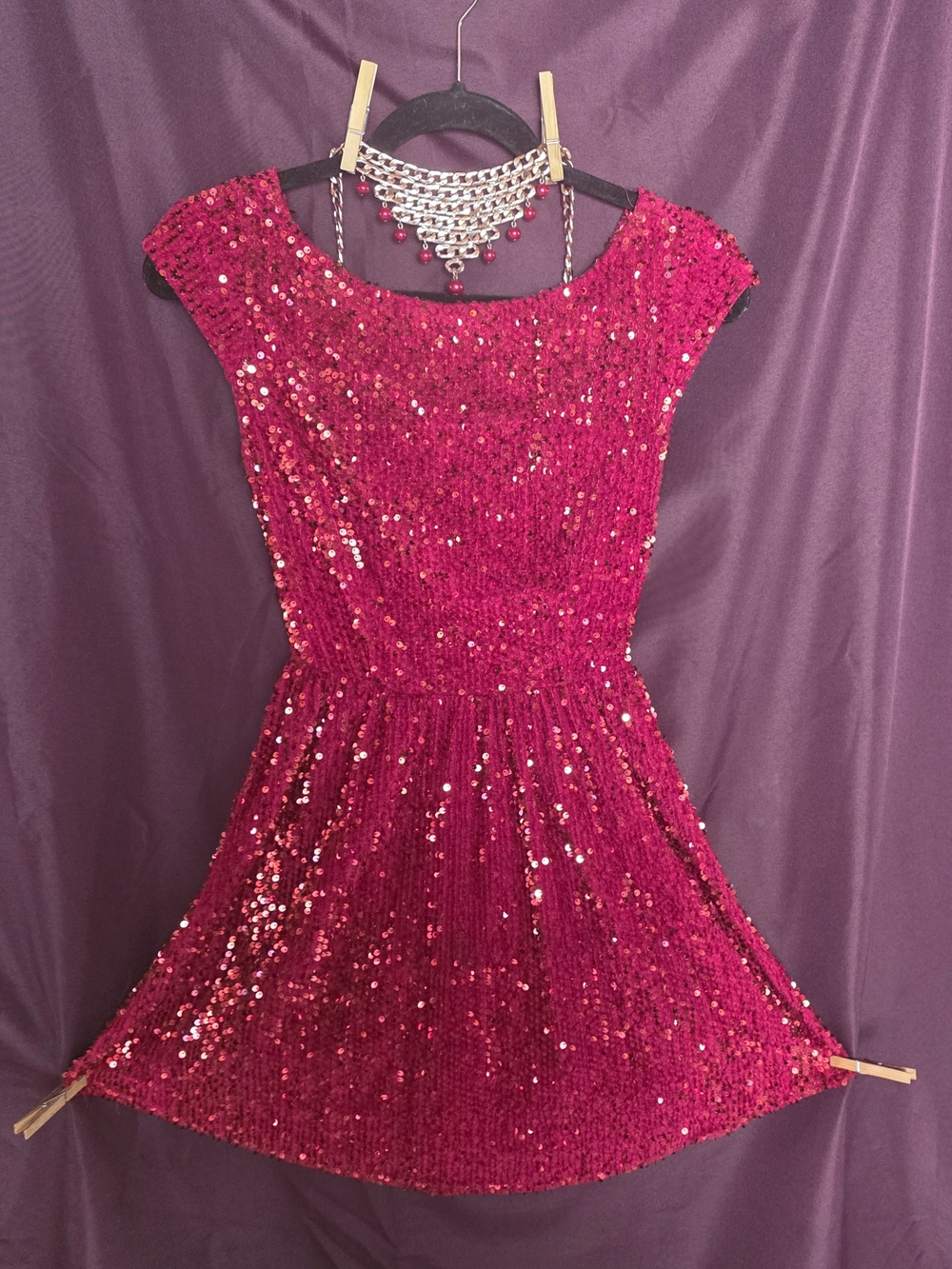 Retro brand Monaco USA bold red sequin dress with red sequins